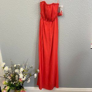 Gianni Bini Valerie Strapless Pleated Maxi dress xs NWT